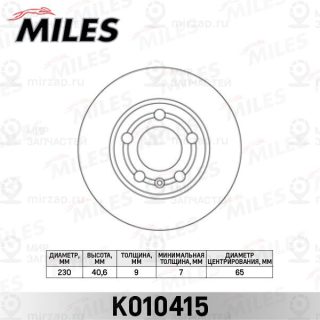 Тормозной диск MILES K010415