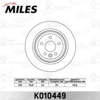 Тормозной диск MILES K010449