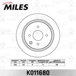 Тормозной диск MILES K011680