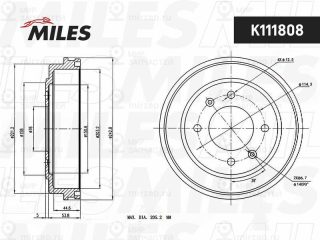 Тормозной барабан MILES K111808