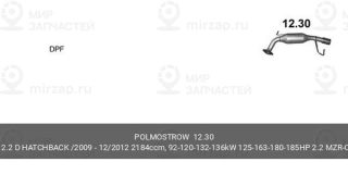Глушитель Задн Часть Mazda: 6 Hatchabck 2.2 Mzr-Cd POLMOSTROW 1230