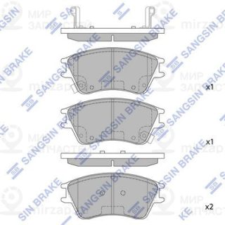 Комплект тормозных колодок (дисковый тормоз) SANGSIN SP1147