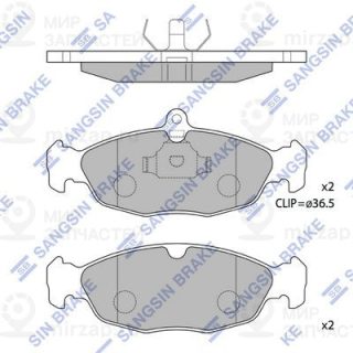 Комплект тормозных колодок (дисковый тормоз) SANGSIN SP1220