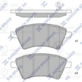 Комплект тормозных колодок (дисковый тормоз) SANGSIN SP1751