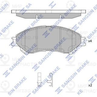 Комплект тормозных колодок (дисковый тормоз) SANGSIN SP4212