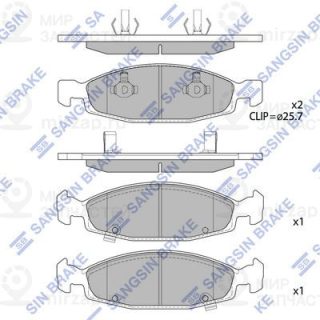 Комплект тормозных колодок (дисковый тормоз) SANGSIN SP4257