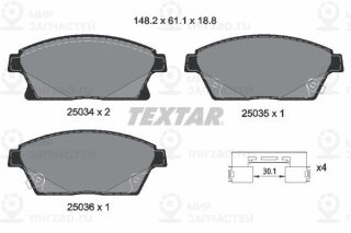 Комплект тормозных колодок (дисковый тормоз) TEXTAR 2503401