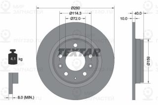 Тормозной диск TEXTAR 92125603