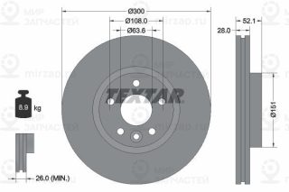 Тормозной диск TEXTAR 92196905