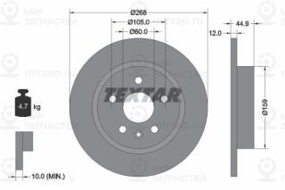 Тормозной диск TEXTAR 92205503
