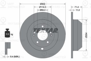 Тормозной диск TEXTAR 92223403