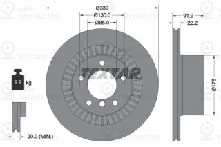 Тормозной диск TEXTAR 92261903