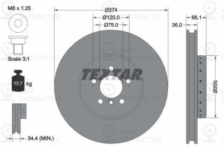 Тормозной диск TEXTAR 92266025