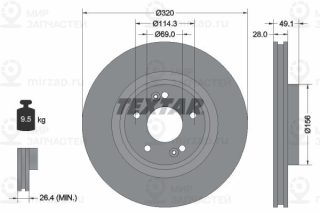 Тормозной диск TEXTAR 92281803