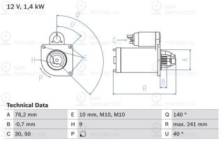 Стартер BOSCH 0986016660