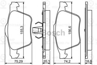 Комплект тормозных колодок (дисковый тормоз) BOSCH 0986494245