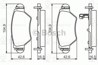 Колодки Торм.зад. BOSCH 0986495250