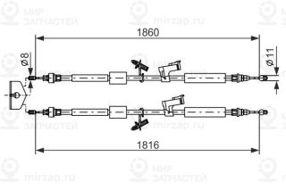 Трос стояночного тормоза BOSCH 1987482189