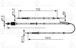 Трос стояночного тормоза BOSCH 1987482801
