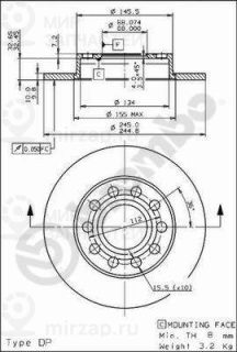 Тормозной диск BREMBO 08913611