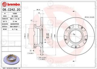 Тормозной диск BREMBO 08C24220
