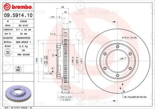Тормозной диск BREMBO 09591410