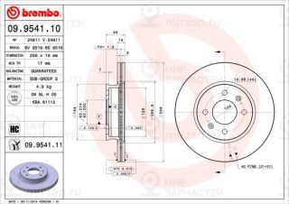 Тормозной диск BREMBO 09954110