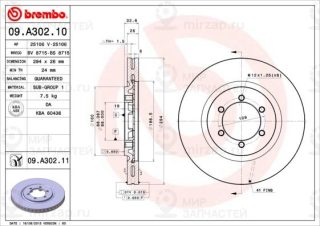 Тормозной диск BREMBO 09A30211