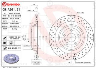 Тормозной диск BREMBO 09A96121