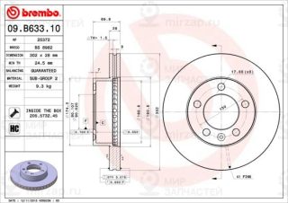 Тормозной диск BREMBO 09B63310