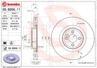Тормозной диск BREMBO 09B95611
