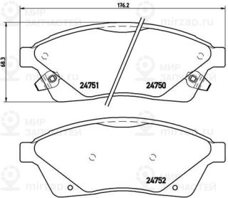 Комплект тормозных колодок (дисковый тормоз) BREMBO P09010