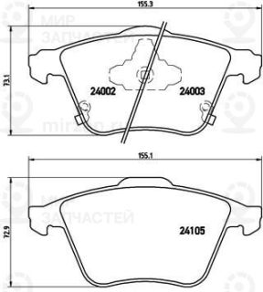 Комплект тормозных колодок (дисковый тормоз) BREMBO P49038