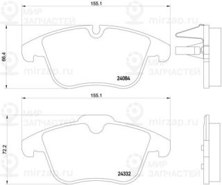 Комплект тормозных колодок (дисковый тормоз) BREMBO P61106