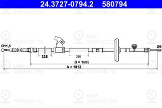 Трос стояночного тормоза ATE 24372707942