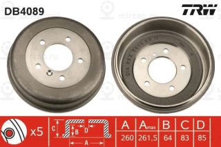Тормозной барабан TRW DB4089