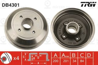 Тормозной барабан TRW DB4301