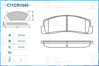 Комплект тормозных колодок (дисковый тормоз) CWORKS C11CR1045