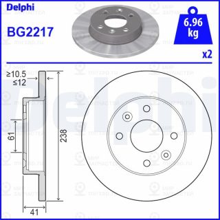 Тормозной диск DELPHI BG2217