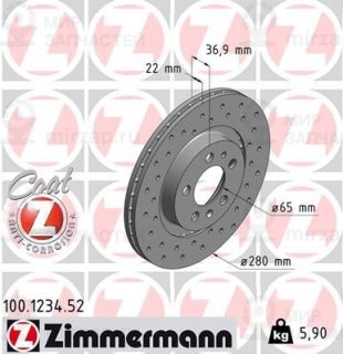 Тормозной диск ZIMMERMANN 100123452