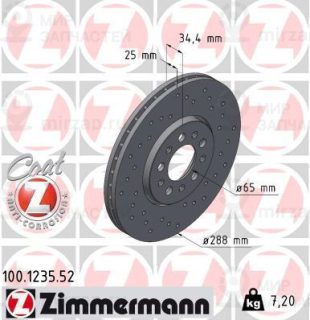 Тормозной диск ZIMMERMANN 100123552