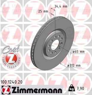 Тормозной диск ZIMMERMANN 100124020