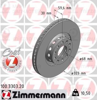 Тормозной диск ZIMMERMANN 100330320