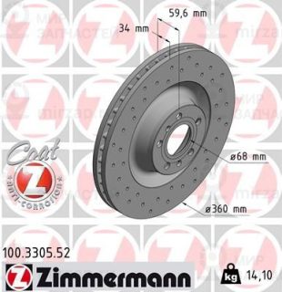 Тормозной диск ZIMMERMANN 100330552