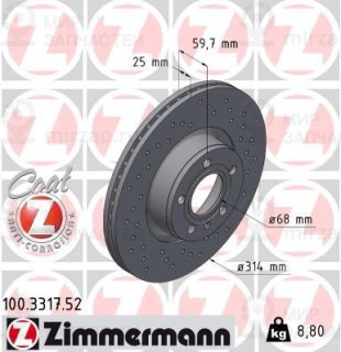 Тормозной диск ZIMMERMANN 100331752