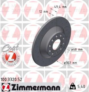Тормозной диск ZIMMERMANN 100332052