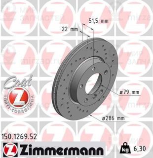 Тормозной диск ZIMMERMANN 150126952