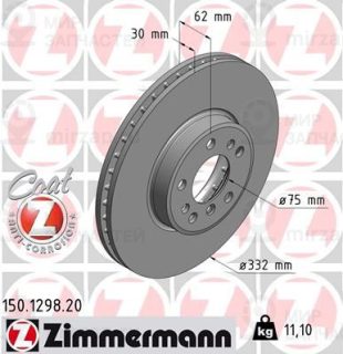Тормозной диск ZIMMERMANN 150129820