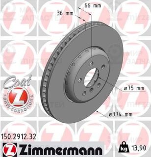 Тормозной диск ZIMMERMANN 150291232