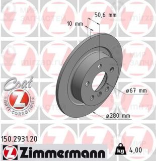 Тормозной диск ZIMMERMANN 150293120